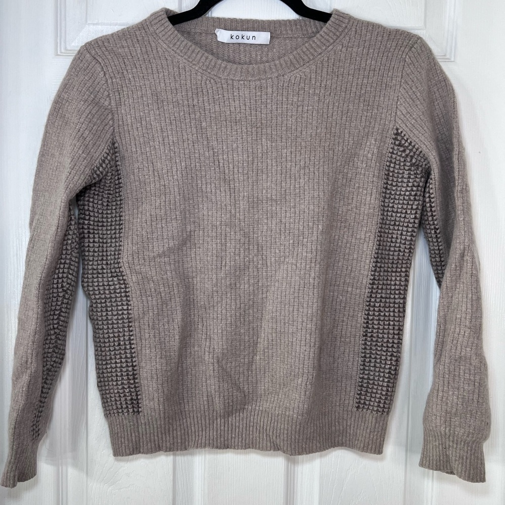 Kokun Women's Beige Sweater Size Small 100%‎ Cashmere